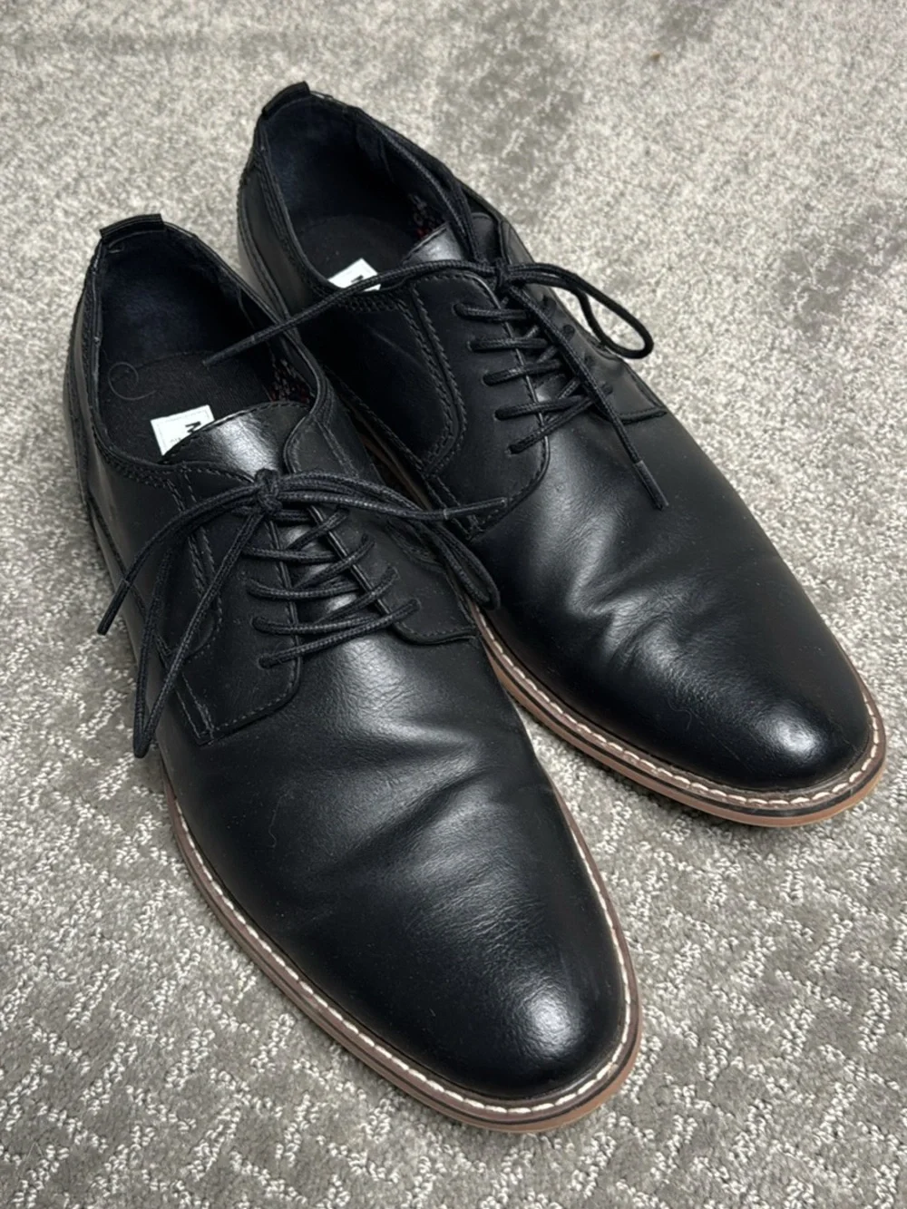 Steve Madden Black Leather Derby Shoes with Brown Welt Ortholite